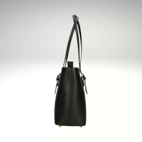 borsa shopper nera in pelle made in italy